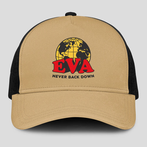 Never Back Down World Logo Khaki Mesh Cap EVA 13K1 C212PF