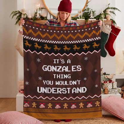 Your Name Thing Funny Deer Brown Christmas Fleece Blanket GONZALES 13K1 BK27