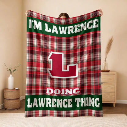 I'm Name Doing Name Things Red Plaid Fleece Blanket LAWRENCE 13K1 BK49