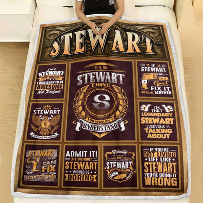 STEWART Personalized Blanket | Custom Name Cozy Throw Gift 13K1-BK4