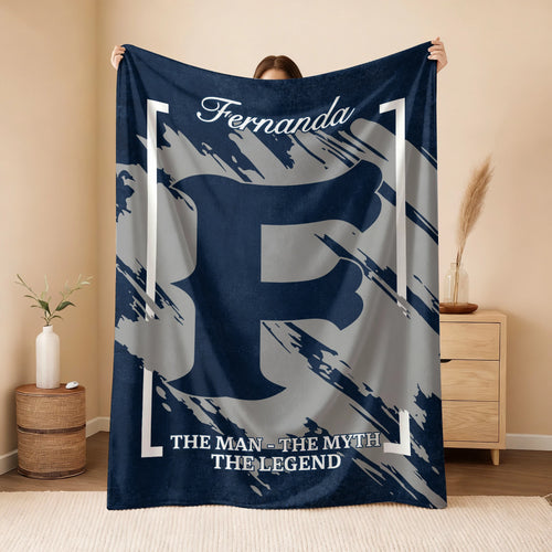 The Man The Myth The Legend Navy Baseball Fleece Blanket FERNANDA 13K1 BK17