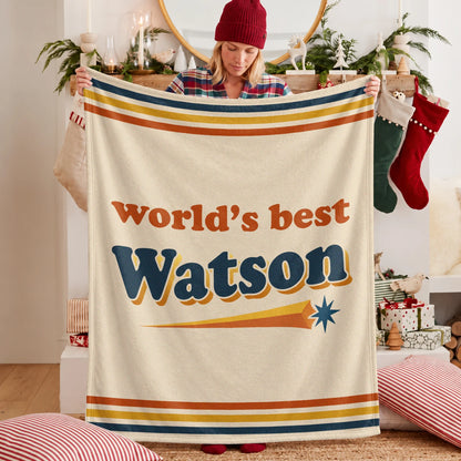 World's Best Your Name Retro Fleece Blanket WATSON 13K1 BK64