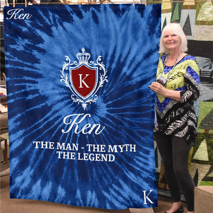 The Man The Myth The Legend Blue Waves Fleece Blanket KEN 13K1 BK11