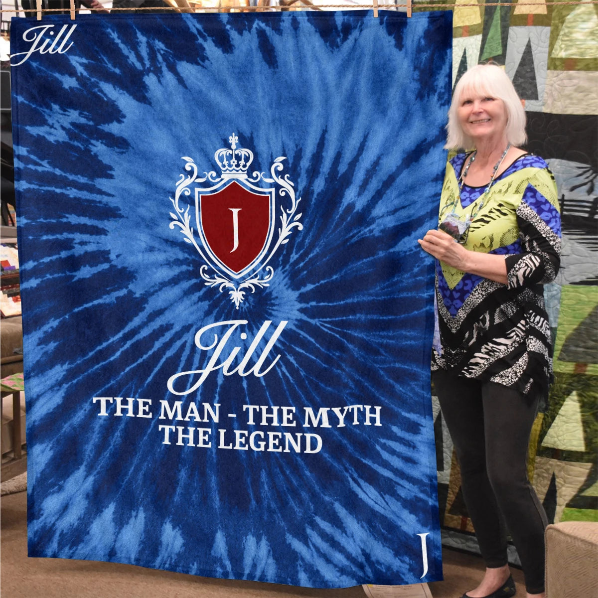The Man The Myth The Legend Blue Waves Fleece Blanket JILL 13K1 BK11