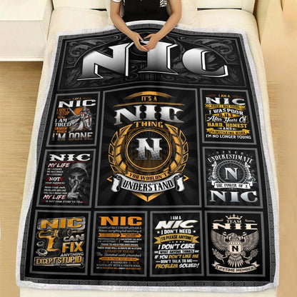 NIC Personalized Blanket | Custom Name Cozy Throw Gift 13K5-BK2