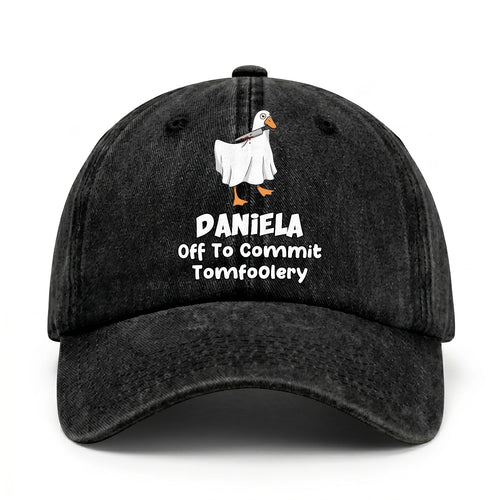 Off To Commit Tomfoolery Funny Goose Washed Cap DANIELA 13K1 C131PF