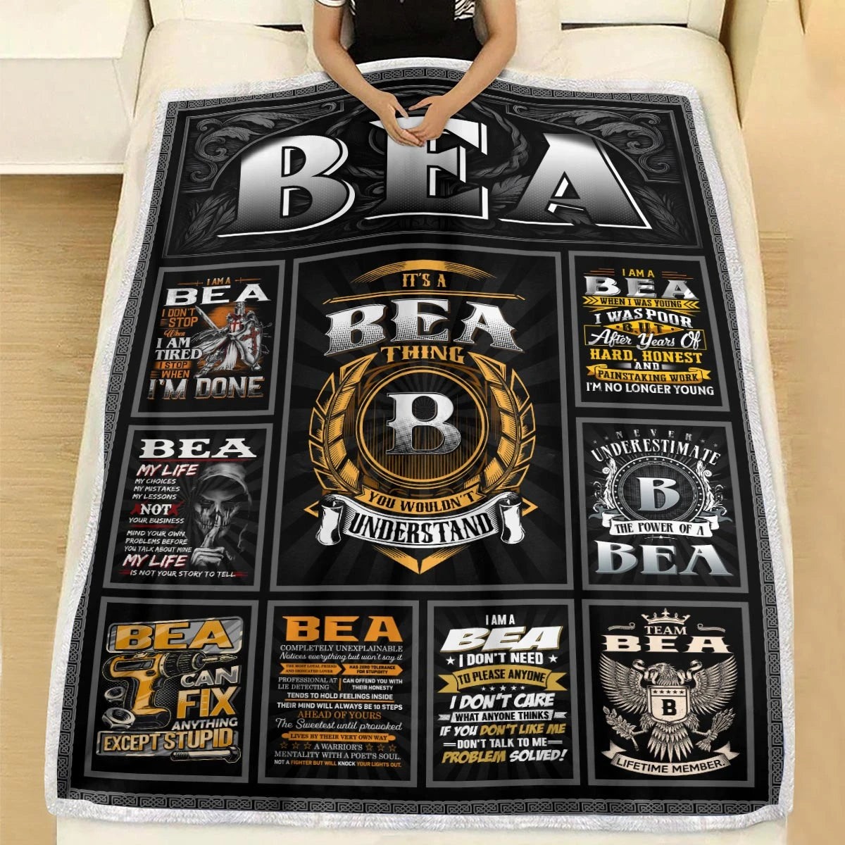 BEA Personalized Blanket | Custom Name Cozy Throw Gift 13K4-BK2