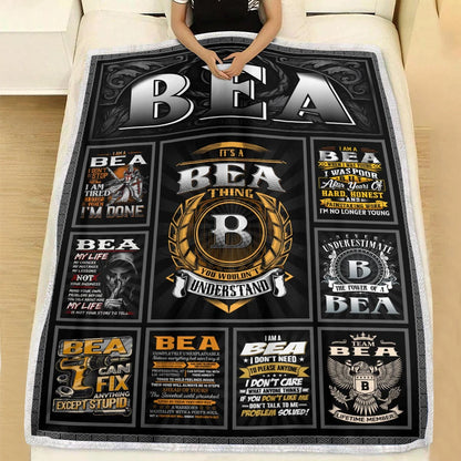 BEA Personalized Blanket | Custom Name Cozy Throw Gift 13K4-BK2
