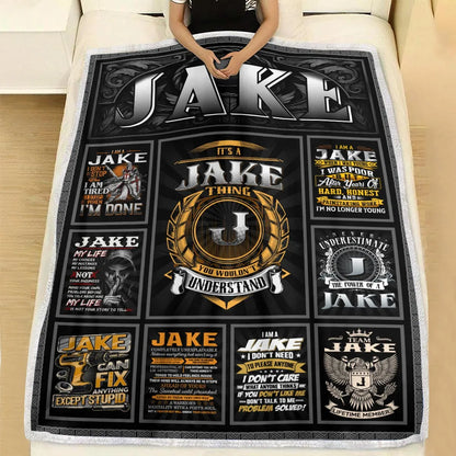 JAKE Personalized Blanket | Custom Name Cozy Throw Gift 13K2-BK2