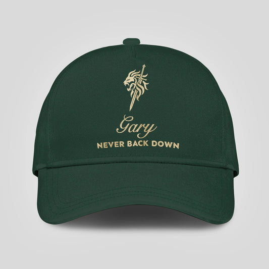 Never Back Down Lion And Sword Sage Green Cap GARY 13K1 C178PF