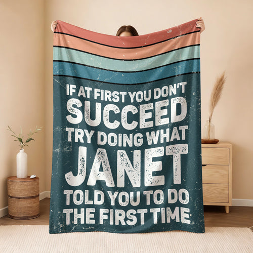 If At First You Don’t Succeed Retro Green Fleece Blanket JANET 13K1 BK29