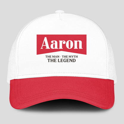 The Man The Myth The Legend Red And White Mesh Cap AARON 13K1 C197PF