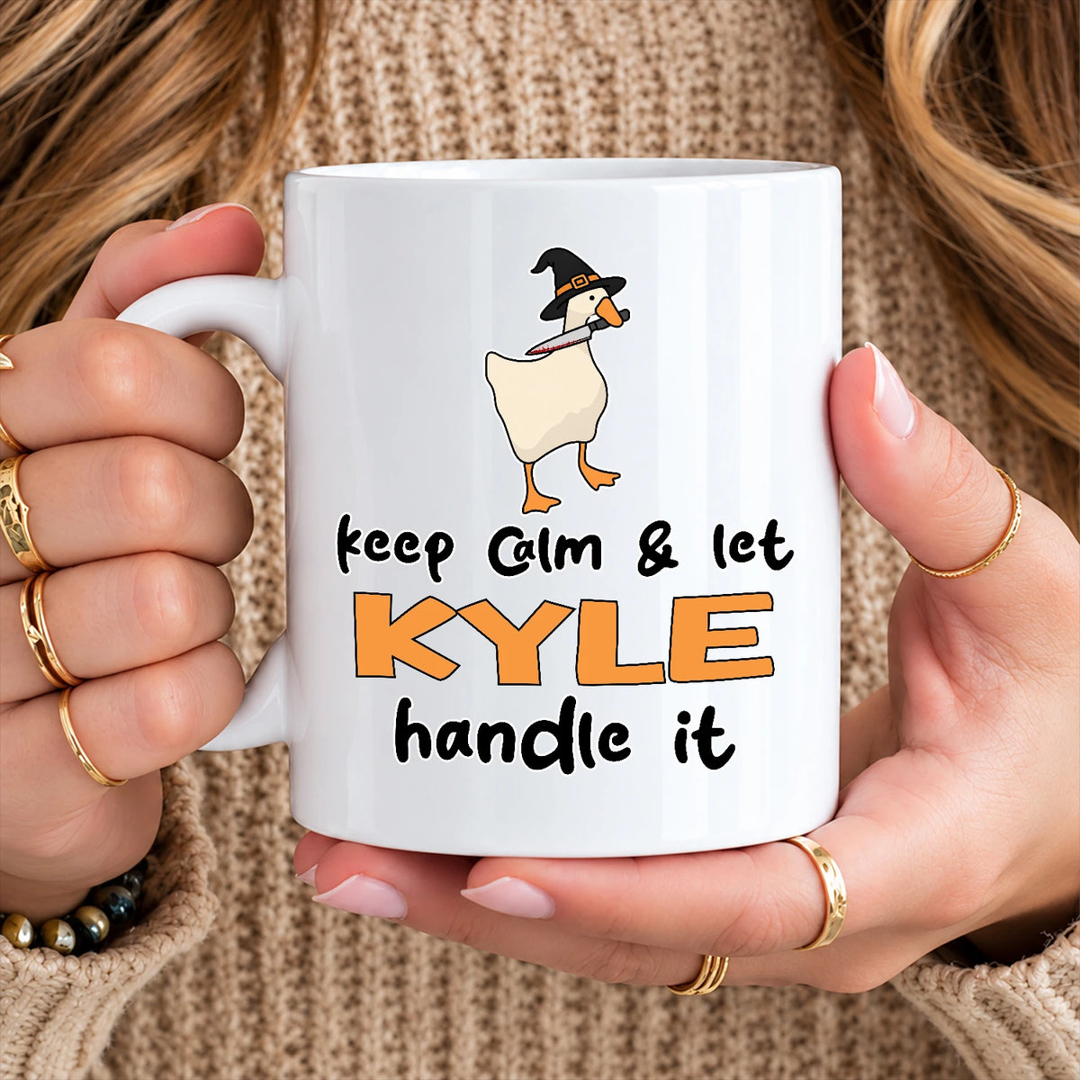 Keep Calm & Let Your Name Handle It Funny Witch Goose Mug KYLE 13K1 MG01