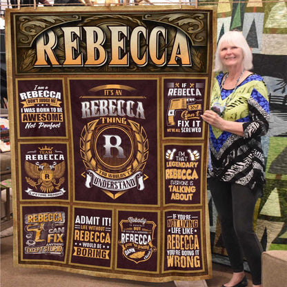 REBECCA Personalized Blanket | Custom Name Cozy Throw Gift 13K1-BK4