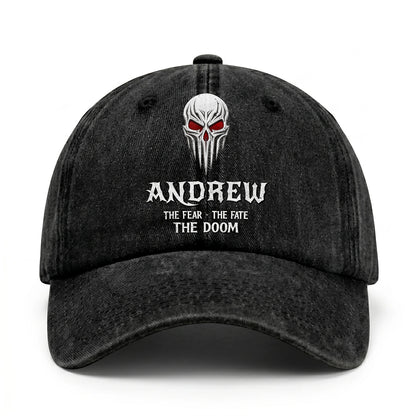 Your Name The Fear The Fate The Doom Skull Washed Cap ANDREW 13K1 C98PF