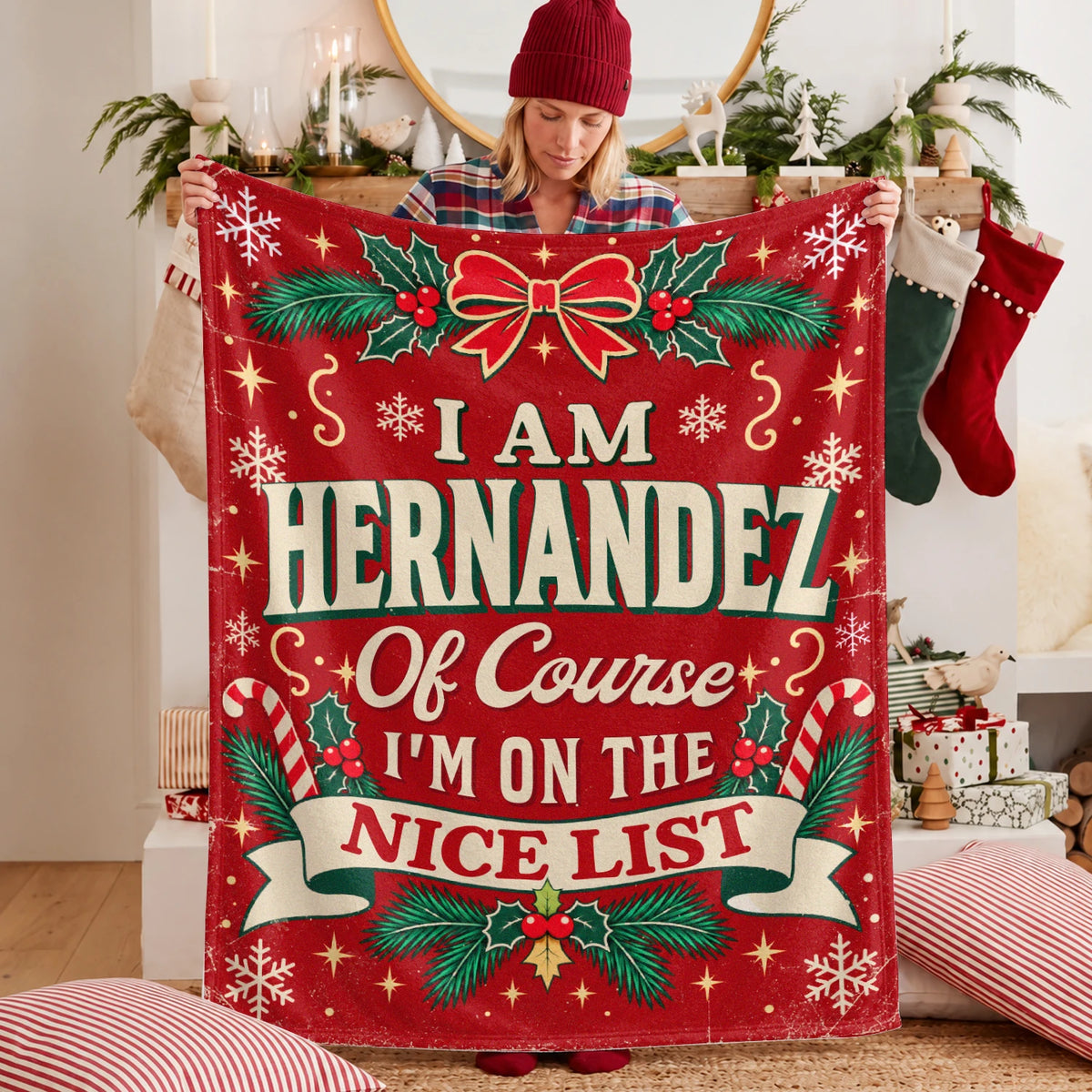 I'm Name Of Course I'm On The Nice List Christmas Fleece Blanket HERNANDEZ 13K1 BK56