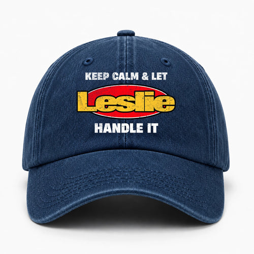 Keep Calm & Let Your Name Handle It Yellow And Red Logo Washed Cap LESLIE 13K1 C172PF