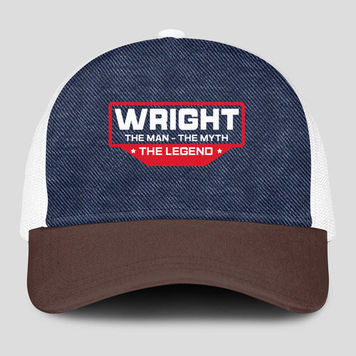The Man The Myth The Legend Navy Brown And White Mesh Cap WRIGHT 13K1 C200PF