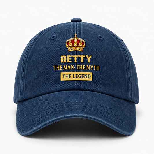 The Man The Myth The Legend King Crown Washed Cap BETTY 13K1 C146PF