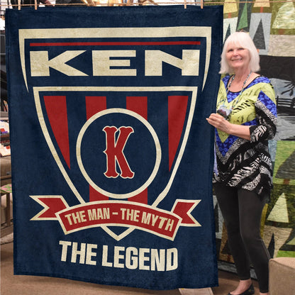 The Man The Myth The Legend Blue Burgundy Baseball Blanket KEN 13K1 BK18