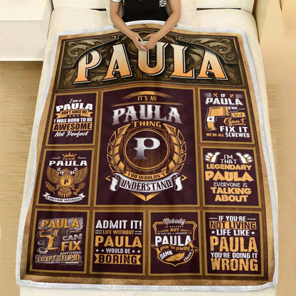 PAULA Personalized Blanket | Custom Name Cozy Throw Gift 13K1-BK4