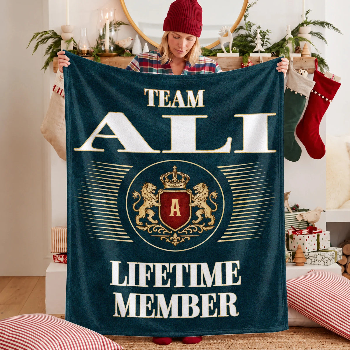 Team Your Name Lifetime Member Sage Green Fleece Blanket ALI 13K1 BK42