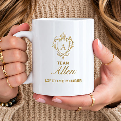 Team Your Name Lifetime Member Golden Crest Mug ALLEN 13K1 MG31
