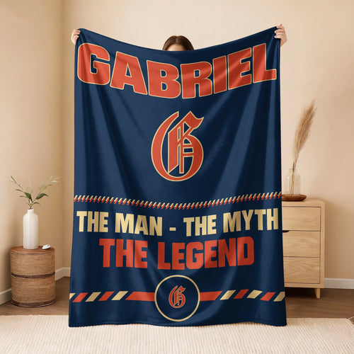 The Man The Myth The Legend Retro Fleece Blanket GABRIEL 13K1 BK53