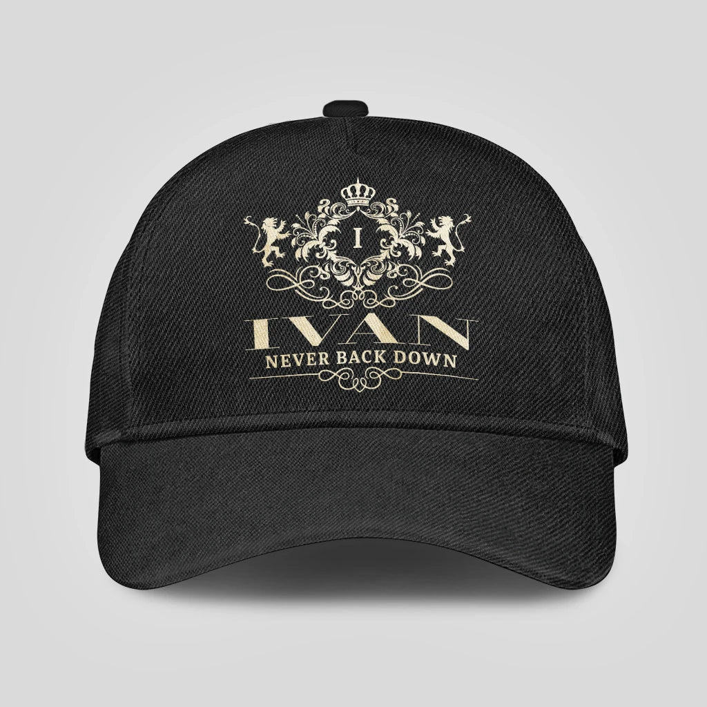 Never Back Down Royal Style Black Cap IVAN 13K1 C179PF