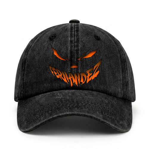 Your Name Jack O' Lantern Halloween Washed Cap FERNANDEZ 13K1 C100PF