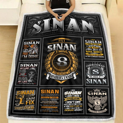 SINAN Personalized Blanket | Custom Name Cozy Throw Gift 13K5-BK2