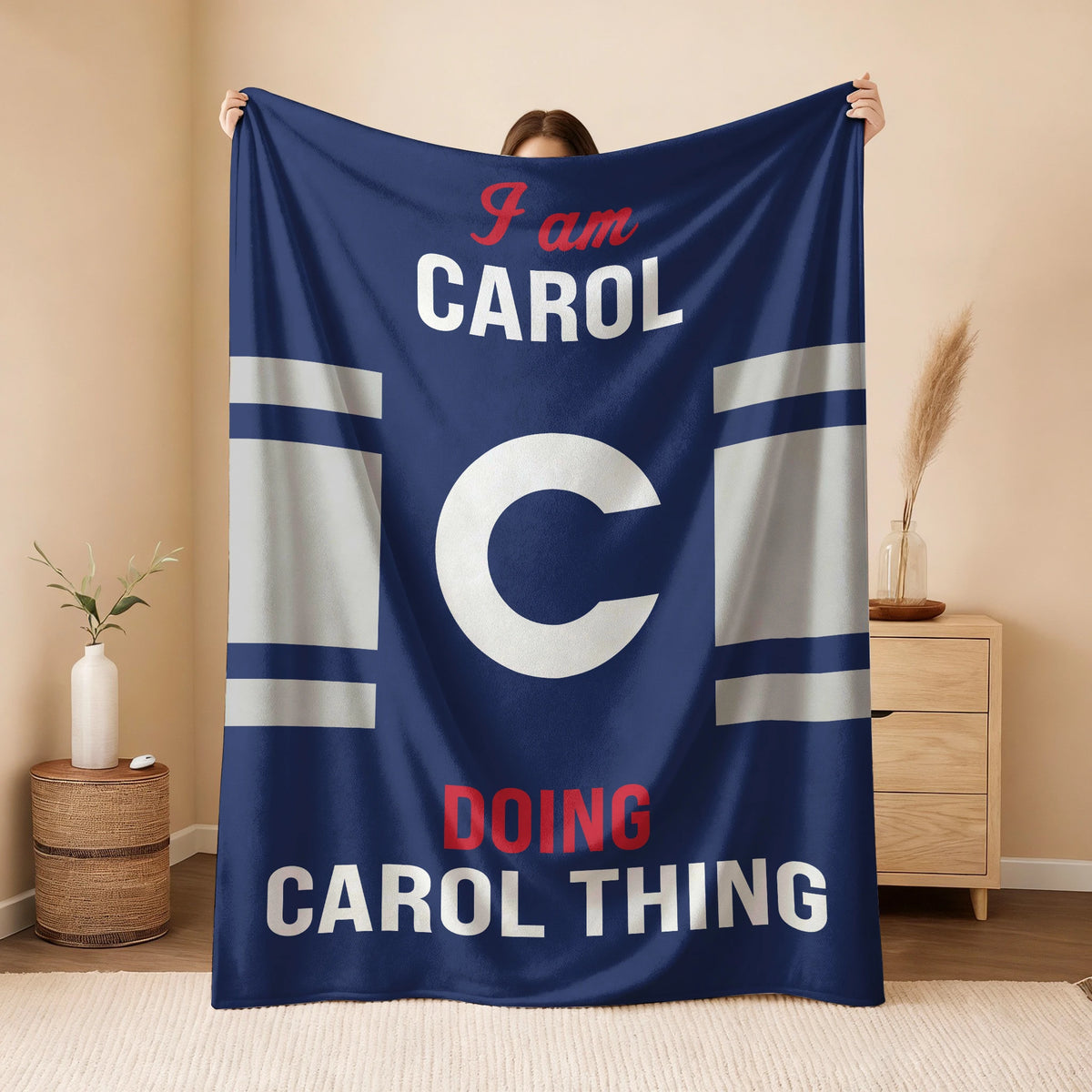 I'm Name Doing Name Things Navy Fleece Blanket CAROL 13K1 BK51