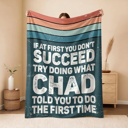 If At First You Don’t Succeed Retro Green Fleece Blanket CHAD 13K1 BK29