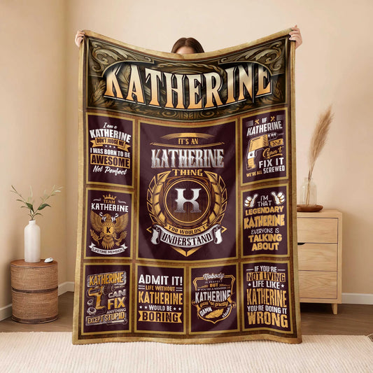 KATHERINE Personalized Blanket | Custom Name Cozy Throw Gift 13K1-BK4