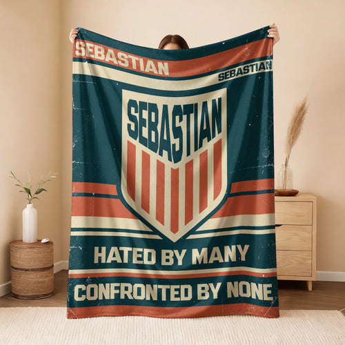 Hated By Many Confronted By None Retro Fleece Blanket SEBASTIAN 13K1 BK58
