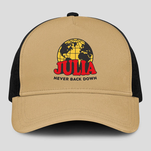Never Back Down World Logo Khaki Mesh Cap JULIA 13K1 C212PF