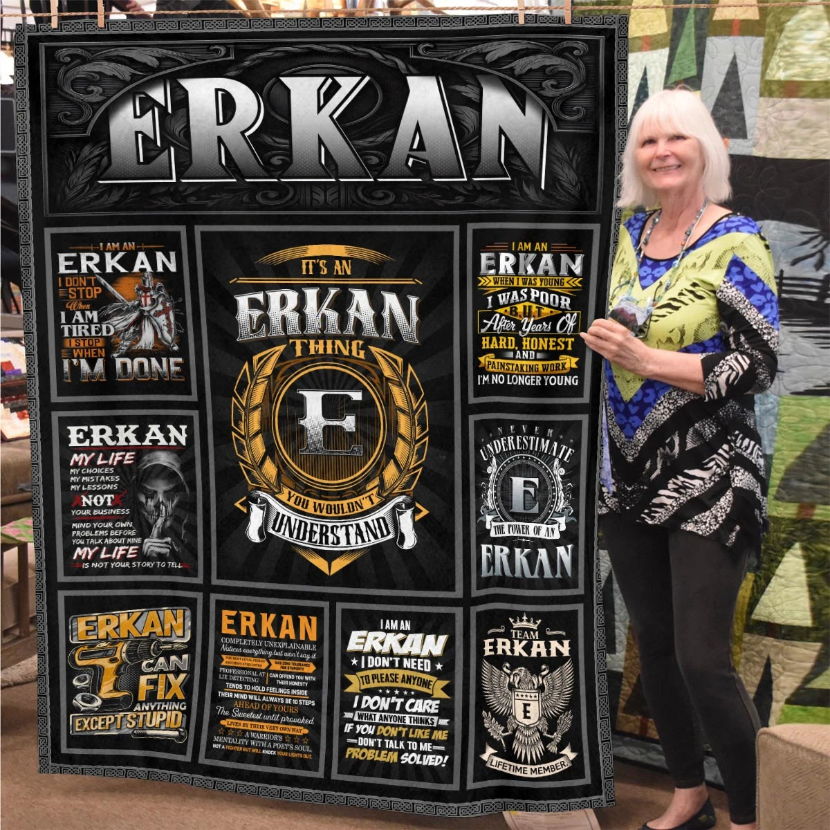ERKAN Personalized Blanket | Custom Name Cozy Throw Gift 13K5-BK2
