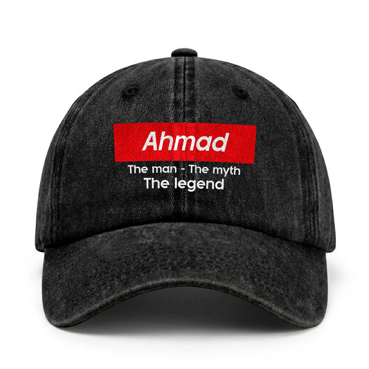 Your Name The Man The Myth The Legend Red Logo Washed Cap AHMAD 13K1 C130PF