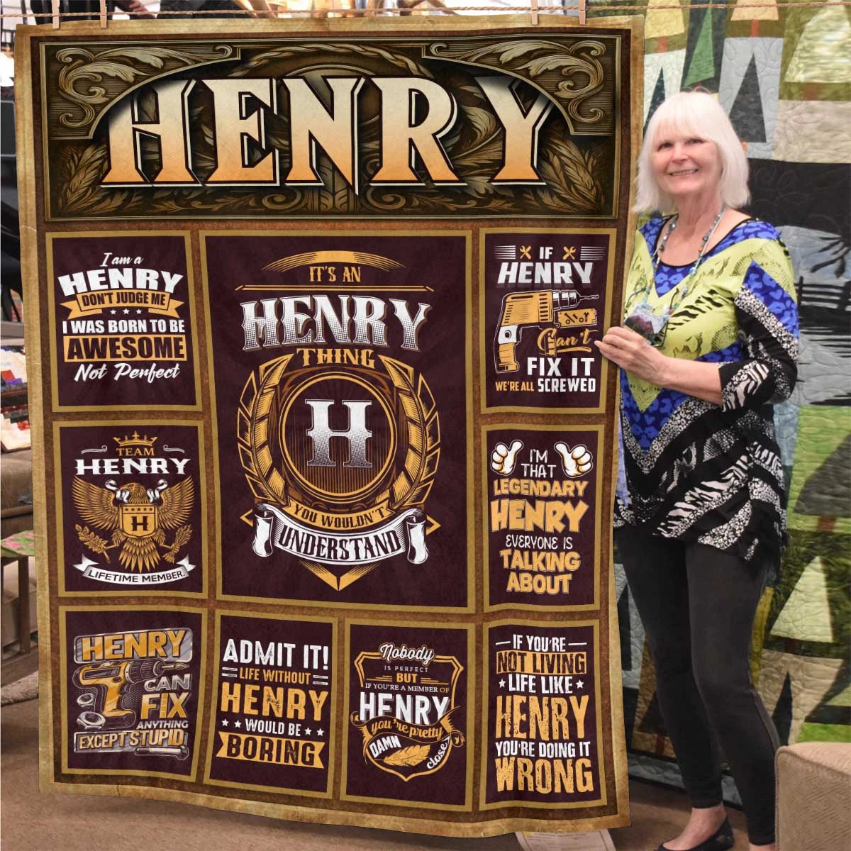 HENRY Personalized Blanket | Custom Name Cozy Throw Gift 13K1-BK4