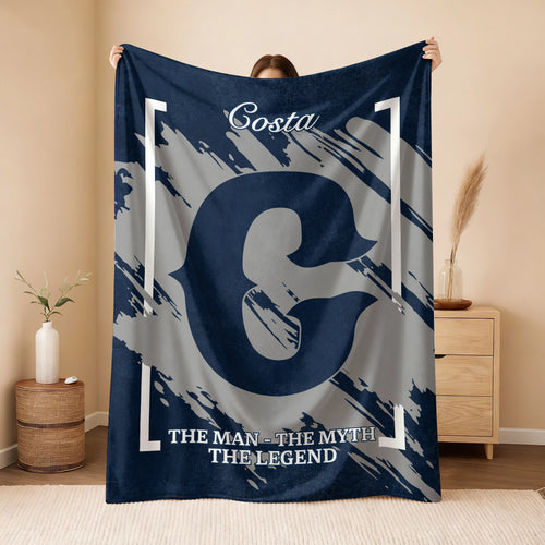 The Man The Myth The Legend Navy Baseball Fleece Blanket COSTA 13K1 BK17