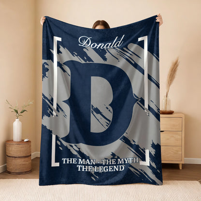 The Man The Myth The Legend Navy Baseball Fleece Blanket DONALD 13K1 BK17