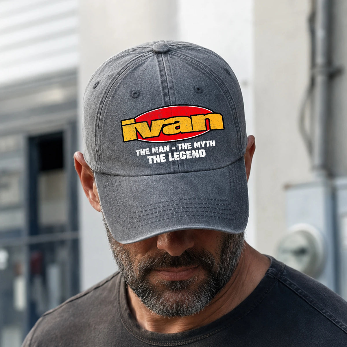 The Man The Myth The Legend Vintage Logo Washed Cap IVAN 13K1 C162PF