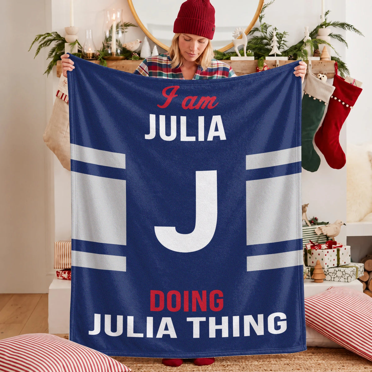 I'm Name Doing Name Things Navy Fleece Blanket JULIA 13K1 BK51