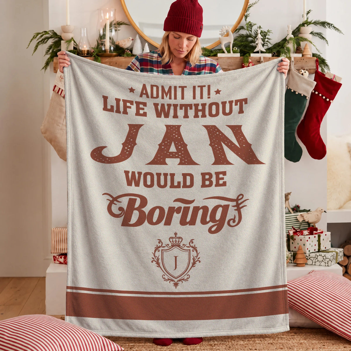 Life Without Your Name Would Be Boring Cream Terracotta Blanket JAN 13K1 BK24
