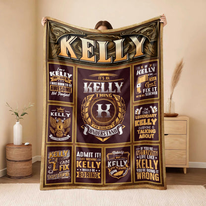 KELLY Personalized Blanket | Custom Name Cozy Throw Gift 13K1-BK4