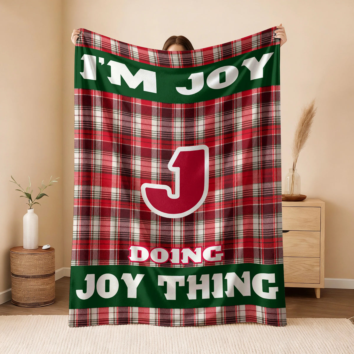 I'm Name Doing Name Things Red Plaid Fleece Blanket JOY 13K1 BK49