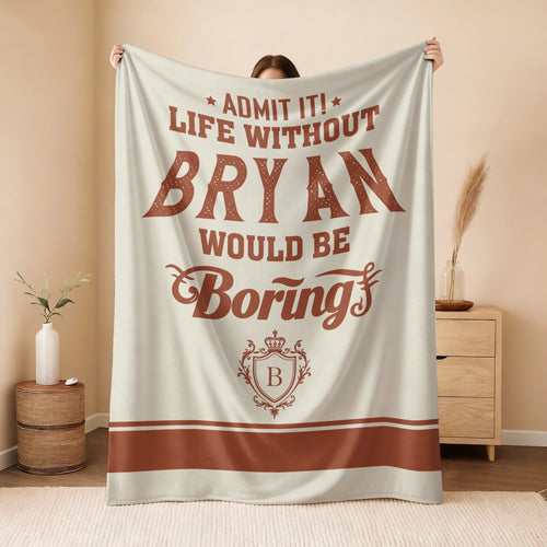 Life Without Your Name Would Be Boring Cream Terracotta Blanket BRYAN 13K1 BK24