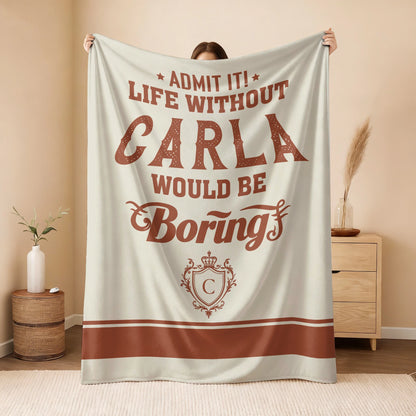 Life Without Your Name Would Be Boring Cream Terracotta Blanket CARLA 13K1 BK24