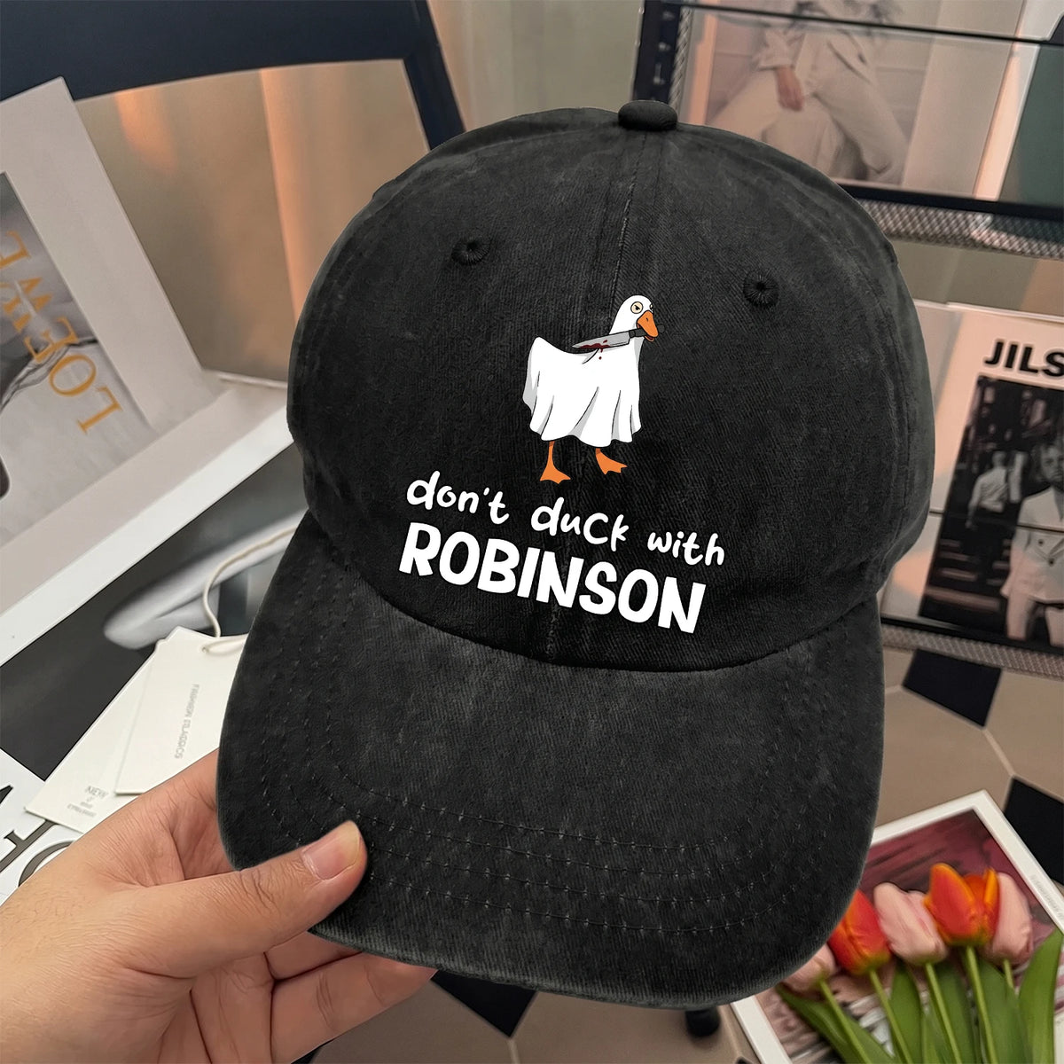 Don't Duck With Your Name Funny Washed Cap ROBINSON 13K1 C129PF