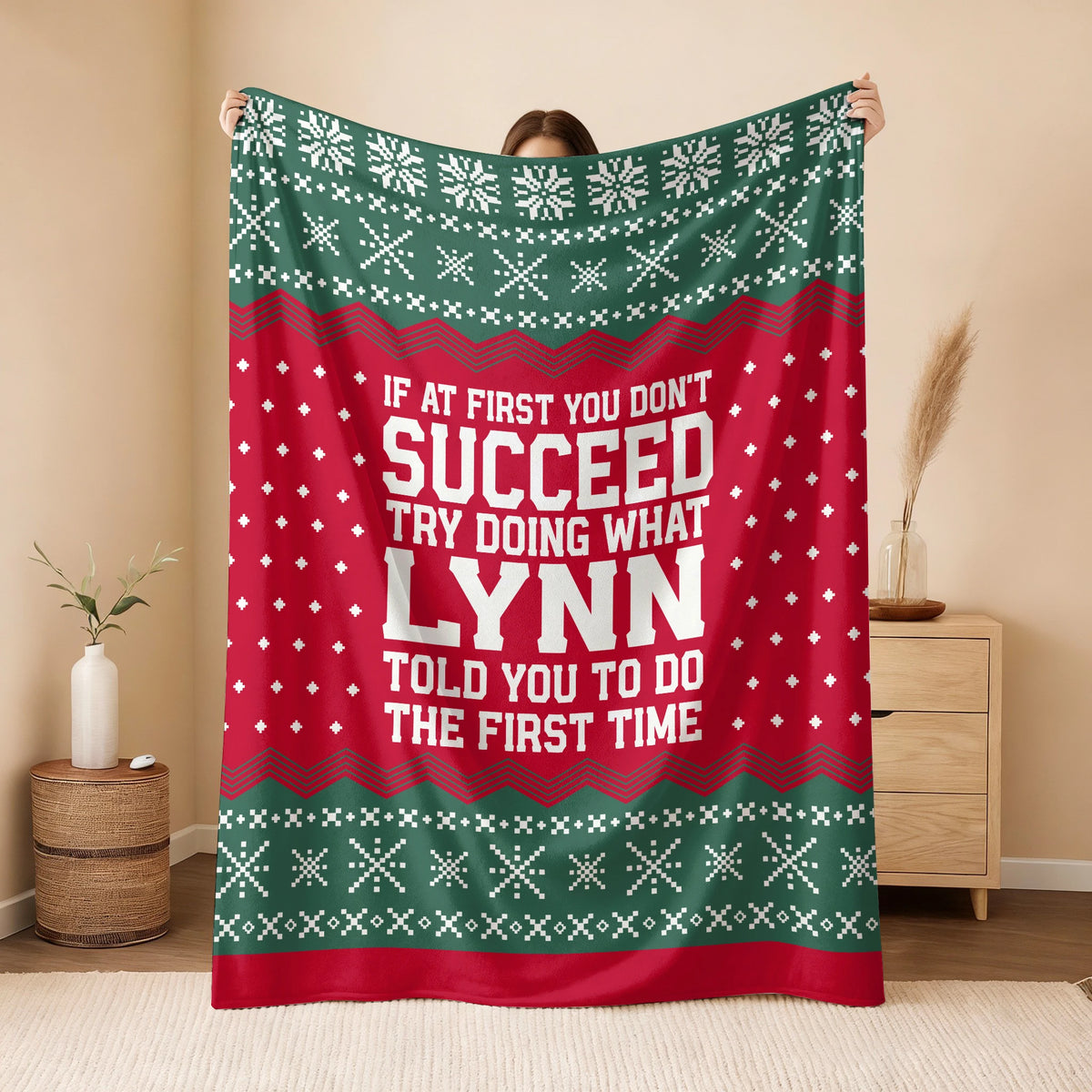 If At First You Don’t Succeed Red Green Christmas Fleece Blanket LYNN 13K1 BK28